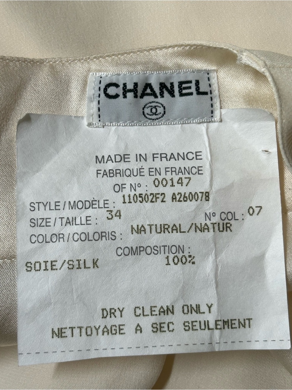 VTG CHANEL Womens Ivory Silk Blouse trompe l'oeil Embroirdered Size 34 - Picture 5 of 8